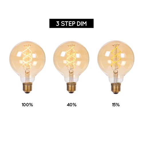 Lucide G95 - Glühfadenlampe - Ø 9,5 cm - LED 3 StepDim (Memory) - E27 - 1x4,9W 2200K - Amber - detail 1